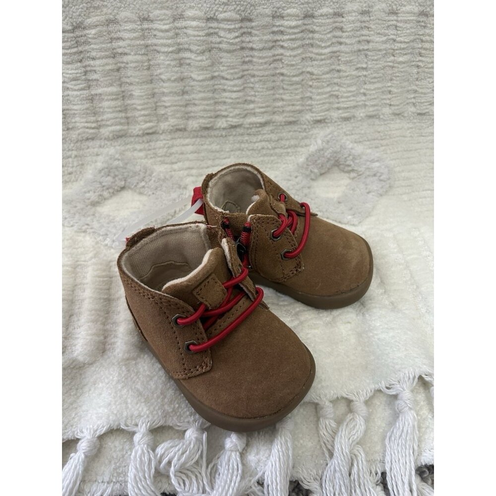 Nwob UGG 'DAINE' Infants Suede Boots Booties Sz 0/1 XS Chestnut #11516101
